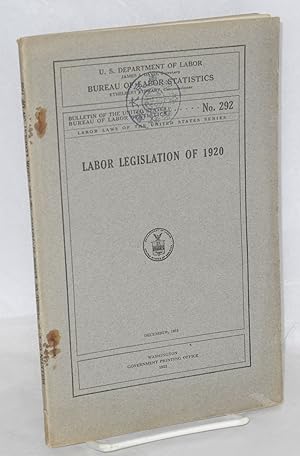 Bild des Verkufers fr Labor legislation of 1920 zum Verkauf von Bolerium Books Inc.