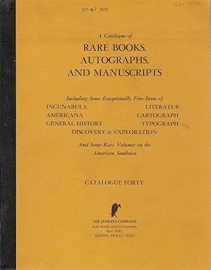 Image du vendeur pour A CATALOGUE OF RARE BOOKS AUTOGRAPHS AND MANUSCRIPTS. CATALOGUE 40. mis en vente par Legacy Books