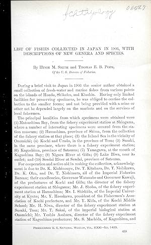 Imagen del vendedor de LIST OF FISHES COLLECTED IN JAPAN IN 1903, WITH DESCRIPTIONS OF NEW GENERA AND SPECIES. a la venta por Legacy Books