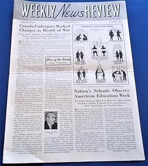 Immagine del venditore per Weekly News Review (November 7, 1941) Headline Articles: Canada Undergoes Marked Changes as Result of War, and Nation's Schools Observe American Education Week venduto da Bloomsbury Books