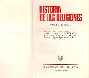 Bild des Verkufers fr HISTORIA DE LAS RELIGIONES - CONFERENCIAS zum Verkauf von Libreria 7 Soles