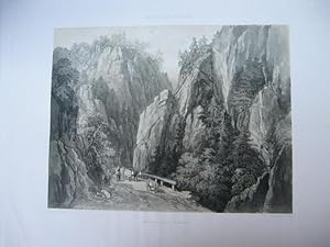 Bild des Verkufers fr Entre du Val D Enfer" ("Eingang zum Hllental"), getnte Lithographie von L. Sabatier, gezeichnet von J. Coignet, aus der Serie:"Bade & ses environs", zum Verkauf von Antiquariat Im Baldreit