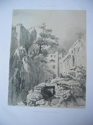 Bild des Verkufers fr Interieur du Vieux Chateau", getnte Lithographie von L. Sabatier, gezeichnet von J. Coignet, aus der Serie:"Bade & ses environs", zum Verkauf von Antiquariat Im Baldreit