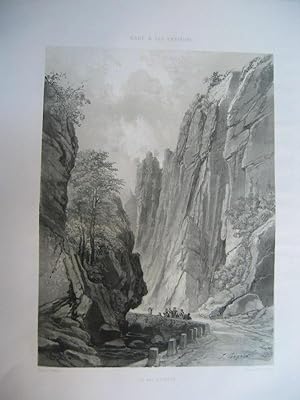 Bild des Verkufers fr Le Val D Enfer" (Hllental), getnte Lithographie von L. Sabatier, gezeichnet von J. Coignet, aus der Serie:"Bade & ses environs", zum Verkauf von Antiquariat Im Baldreit
