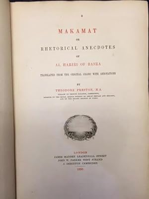Seller image for Makamat or Rhetorical Anecdotes of al Hariri of Basra for sale by Foster Books - Stephen Foster - ABA, ILAB, & PBFA