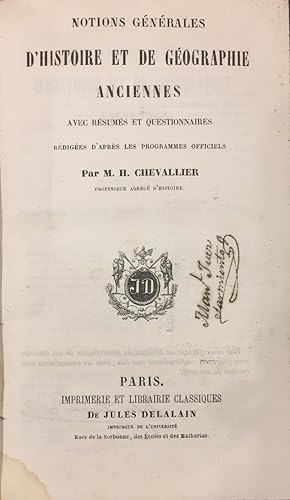 Notions Generales D´Historie et de Géographie Anciennes