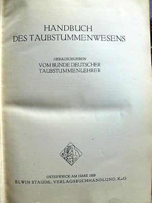 Handbuch des Taubstummenwesens