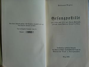 Gesangpostille von 1569 und 1574 mit Noten-Beiband, gedruckt durch Andreas Franck in Graz. Vollst...