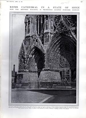 Seller image for PHOTOENGRAVING: "Reims Cathedral in a State of Siege: How the Historic Building is Protected Against Further Damage". from The Graphic: An Illustrated Weekly Newspaper, April 24, 1915 for sale by Dorley House Books, Inc.