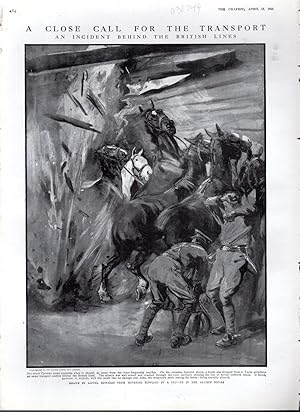 Seller image for ENGRAVING: "A Close Call for the Transport: An Incident Behind the British Lines". from The Graphic: An Illustrated Weekly Newspaper, April 17, 1915 for sale by Dorley House Books, Inc.