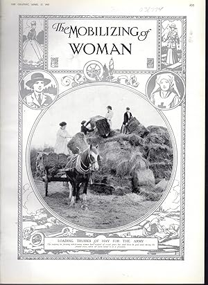 Seller image for PRINT: "Mobilizing of Woman: Loading trusses of Hay for the Army". from The Graphic: An Illustrated Weekly Newspaper, April 17, 1915 for sale by Dorley House Books, Inc.