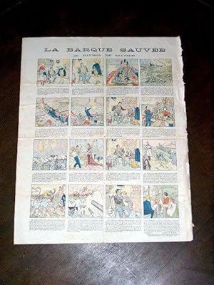 Affichette Typogravure en couleur - La Barque Sauvée par BAUDRY DE SAUNIER
