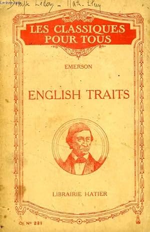 Imagen del vendedor de ENGLISH TRAITS a la venta por Le-Livre