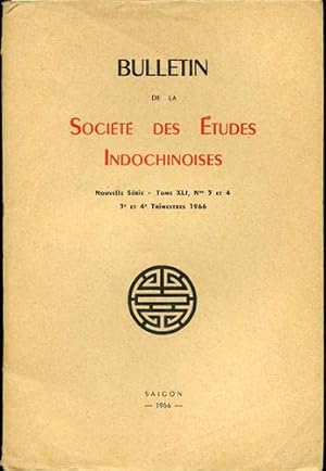 Imagen del vendedor de Bulletin de la Societe des Etudes Indochinoises. Nouvelle Serie - Tome XLI, Nos. 3 & 4, 3e et 4e Trimestres 1966 a la venta por Kaaterskill Books, ABAA/ILAB