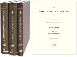 Bild des Verkufers fr Die Gesetze der Angelsachsen. 4 Vols. in 3 books. Complete set zum Verkauf von The Lawbook Exchange, Ltd., ABAA  ILAB