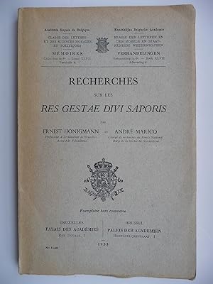 Imagen del vendedor de Recherches sur les Res Gestae divi Saporis. a la venta por Librairie Le Trait d'Union sarl.