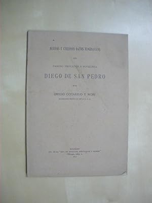 Seller image for DIEGO DE SAN PEDRO. NUEVOS Y CURIOSOS DATOS BIOGRAFICOS DEL FAMOSO TROVADOR Y NOVELISTA DIEGO DE SAN PEDRO for sale by LIBRERIA TORMOS