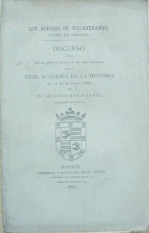 Seller image for DON RODRIGO DE VILLANDRANDO. (CONDE DE RIBADEO). DISCURSO LEIDO EN LA JUNTA PUBLICA DE ANIVERSARIO DE LA REAL ACADEMIA DE LA HISTORIA for sale by LIBRERIA TORMOS