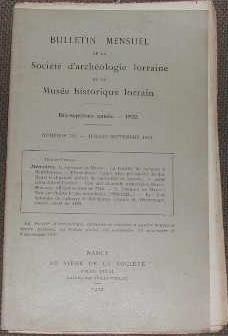 Image du vendeur pour Bulletin mensuel de la socit d?archologie lorraine & du muse historique Lorrain ? 21me anne-N 4-6. ? Avril-juin 1926. mis en vente par alphabets