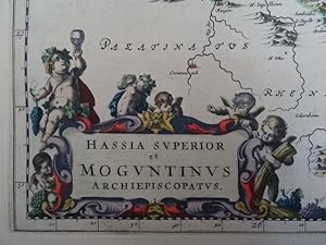 Hassia Superior et Moguntinus Archiepiscopatus. Altkolorierte Kupferstichkarte aus Atlas Major be...