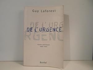 Imagen del vendedor de De l'urgence a la venta por Bidonlivre