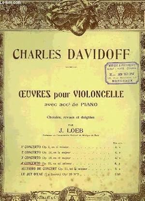 Bild des Verkufers fr OEUVRES POUR VIOLONCELLE zum Verkauf von Le-Livre