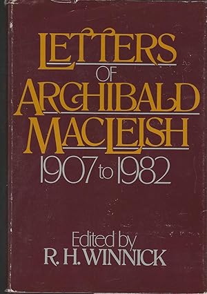 Bild des Verkufers fr Letters of Archibald Macleish, 1907-1982. zum Verkauf von Dorley House Books, Inc.