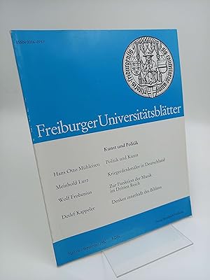 Bild des Verkufers fr Freiburger Universittsbltter, Heft 68 - September 1980: Kunst und Politik Mhleisen, Politik und Kunst / Lurz, Kriegerdenkmler in Deutschland / Frobenius, Zur Funktion der Musik im Dritten Reich / Kappeler, Denken innerhalb des Bildens zum Verkauf von Antiquariat Smock