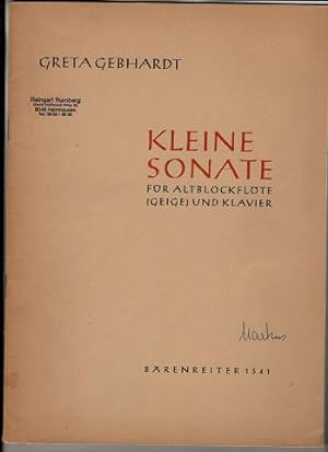 Bild des Verkufers fr Kleine Sonate fr Altblockflte in F (oder Geige) und Klavier. Flte (Geige) zum Verkauf von Antiquariat Peda