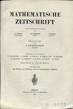 Image du vendeur pour Zur Theorie der Voschen und der Guichardschen Flchen. mis en vente par Antiquariat am Flughafen