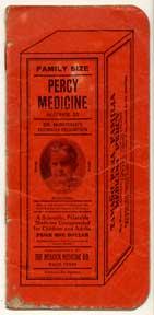 Notebook advertising Percy Medicine.