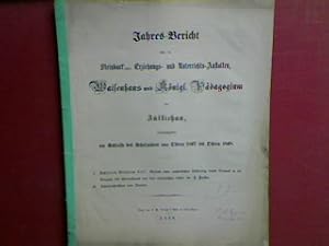 Seller image for Schillers Wilhelm Tell - Versuch einer methodischen Erklrung dieses Dramas in der Secunda des Gymnasiums (Abhandlung)./ Schulnachrichten. - in : Jahresbericht der Steinbart'schen Erziehungs- und Unterrichtsanstalten (Waisenhaus und Kgl. Pdagogium) bei Zllichau am Schlusse des Schuljahres von Ostern 1867 bis Ostern 1868. for sale by books4less (Versandantiquariat Petra Gros GmbH & Co. KG)