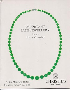 Important Jade Jewellery From a Private Collection. At the Mandarin Hotel, (Hong Kong). Monday, J...
