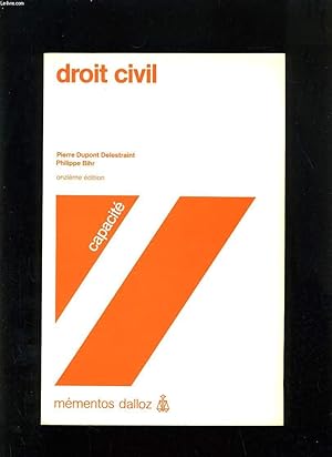 Image du vendeur pour DROIT CIVIL CAPACITE mis en vente par Le-Livre