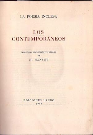 Imagen del vendedor de LA POESIA INGLESA. Seleccin, traduccin y prlogo de M. Manent. (3 tomos) a la venta por Buenos Aires Libros