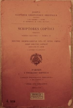 Imagen del vendedor de Sinuthii archimandritae vita et opera omnia I, [Sinuthii vita bohairice] a la venta por Meretseger Books
