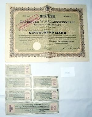 Thüringer Wollgarnspinnerei AG 1.000 M 30.11.1922 Leipzig plus Erneuerungsschein/Umgestellt auf G...