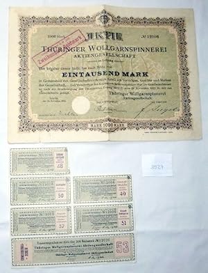 Thüringer Wollgarnspinnerei AG 1.000 M 30.11.1922 Leipzig plus Erneuerungsschein/Umgestellt auf G...