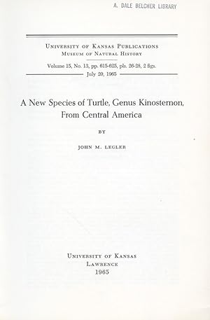 Imagen del vendedor de A New Species of Turtle, Genus Kinosternon, from Central America a la venta por Frank's Duplicate Books