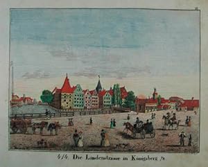 Die Lindenstrasse in Königsberg i/Pr. Altkolorierte Lithographie v. Droesse aus "Neue Bildergalle...