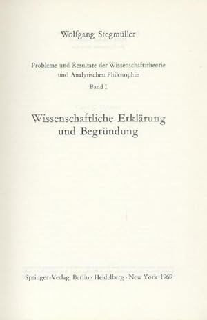 Probleme und Resultate der Wissenschaftstheorie und Analytischen Philosophie. Bd. 1: Wissenschaft...