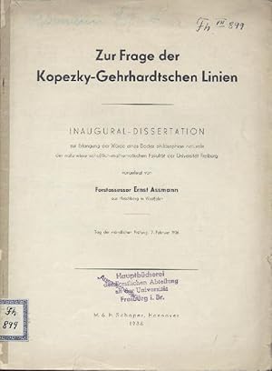 Imagen del vendedor de Zur Frage der Kopezky-Gehrhardtschen Linien. Dissertation. a la venta por Antiquariat Kaner & Kaner GbR