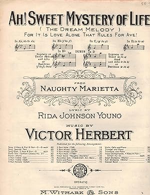 Seller image for Ah! Sweet Mystery of Life ( The Dream Melody ) : For it is Love Alone That Rules for Aye! ( From Naughty Marietta ) - Vintage Sheet Music for sale by ! Turtle Creek Books  !