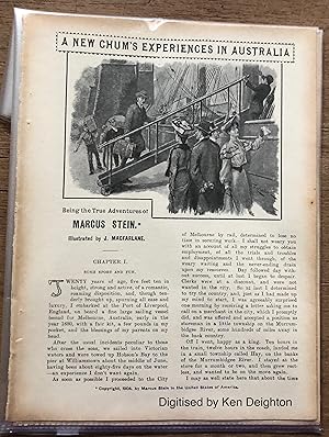 Image du vendeur pour A New Chums Experiences In Australia Being The True Adventures Of Marcus Stein [ 5 SEPARATE ARTICLES IN 5 COMPLETE, EXTRACTED FROM THE CAPTAIN MAGAZINE VOLUME XI APRIL TO SEPTEMBER 1904 ] mis en vente par Deightons
