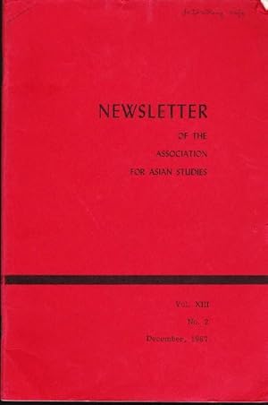 Bild des Verkufers fr Newsletter of the Association for Asian Studies, Vol XIII, No. 2, December, 1967 zum Verkauf von Clausen Books, RMABA