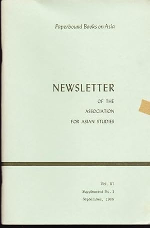 Imagen del vendedor de Newsletter of the Association for Asian Studies, Vol XI, No. 1, September 1966 a la venta por Clausen Books, RMABA