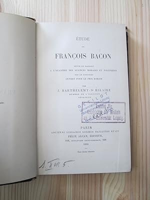 Bild des Verkufers fr tude sur Franois Bacon.,. zum Verkauf von Expatriate Bookshop of Denmark