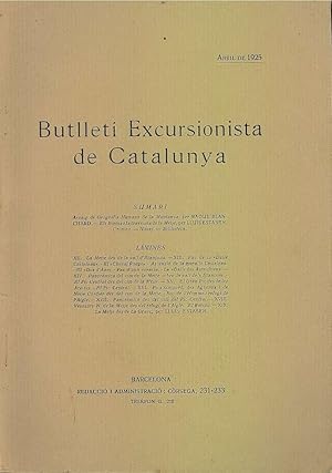 BUTLLETI EXCURSIONISTA DE CATALUNYA Abril De 1925 Num. 359