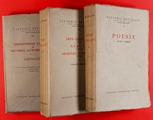 Imagen del vendedor de Opere Complete / a cura di Mario Bonfantini. Vol. I. Poesie Edite e Inedite. Vol II. Don Giovanni di Byron ; Nerone di Hamerling ; Arminio e Dorotea di Goethe : Versioni Poetiche. Vol. III. Impressioni Critiche e Ricordi Autobiografici ; Cronache a la venta por Lirolay