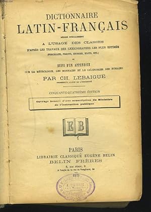 Seller image for DICTIONNAIRE LATIN-FRANCAIS. 54e dition. for sale by Le-Livre